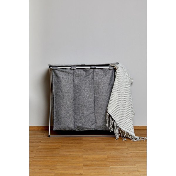 Siva košara za rublje s 3 pretinca Wenko Trio, zapremine 118 l-image-1