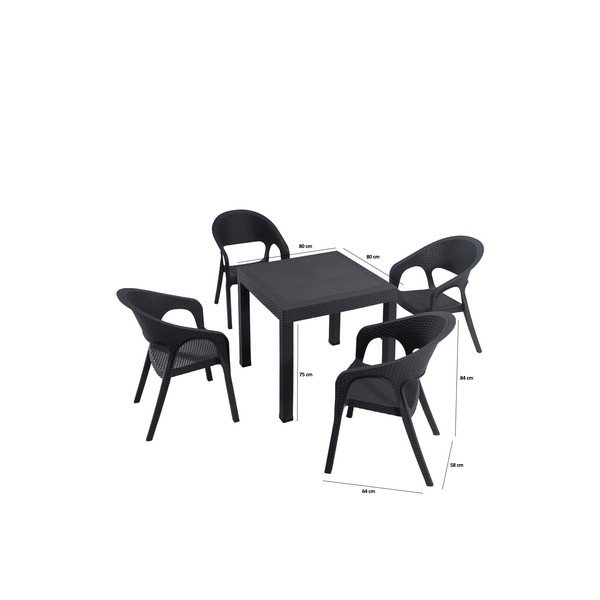 Antracitno sivi vrtni blagovaonski set za 4 osobe Garden – Floriane Garden-image-2