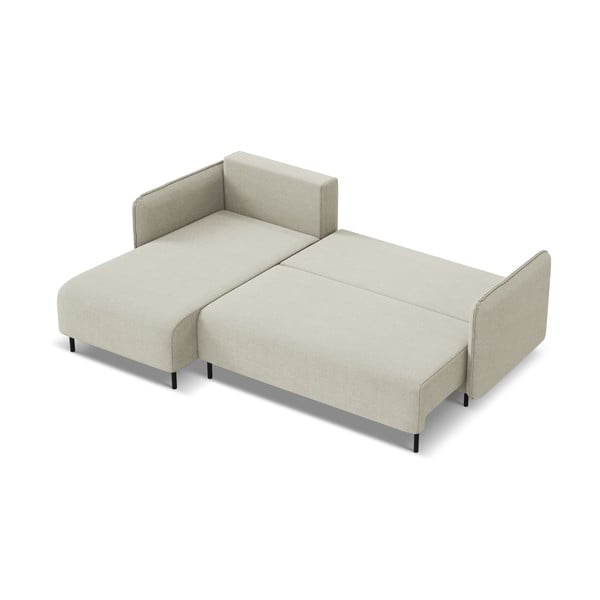 Bež sklopiva/s prostorom za odlaganje kutna garnitura (s lijevim kutom) Luana – Makamii-image-2