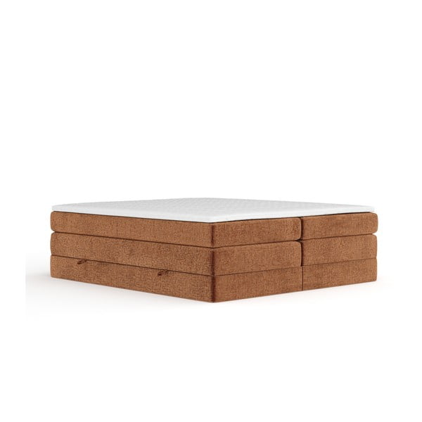 Narančasti boxspring krevet s prostorom za odlaganje/bez uzglavlja 160x200 cm Juniper – Maison de Rêve