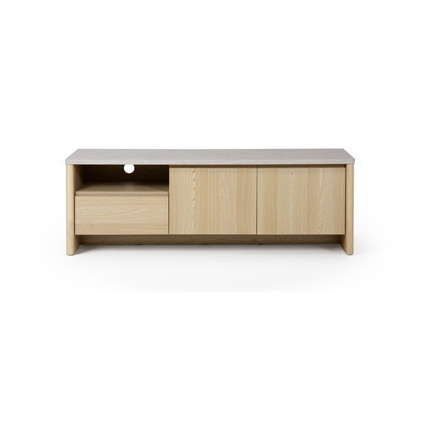 Bijela/u svijetloj prirodnoj boji TV komoda u dekoru hrasta 153x50x45 cm Dore – Marckeric