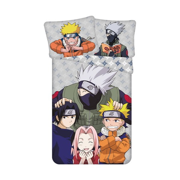 Pamučna dječja posteljina za krevet za jednu osobu 140x200 cm Naruto "Grey" – Jerry Fabrics