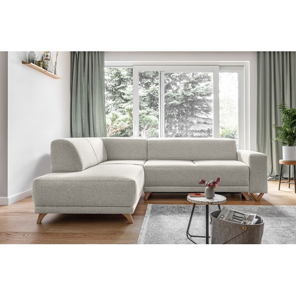 Bež sklopiva/s prostorom za odlaganje kutna garnitura (s lijevim kutom/u obliku slova L) Classy Sophie – Miuform-image-1