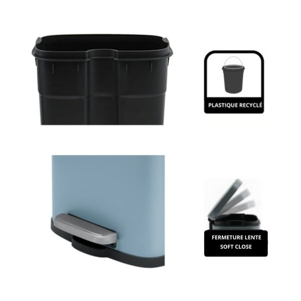 Svijetlo plava željezna kanta za smeće s pedalom 5 l   Akira – Spirella-image-4