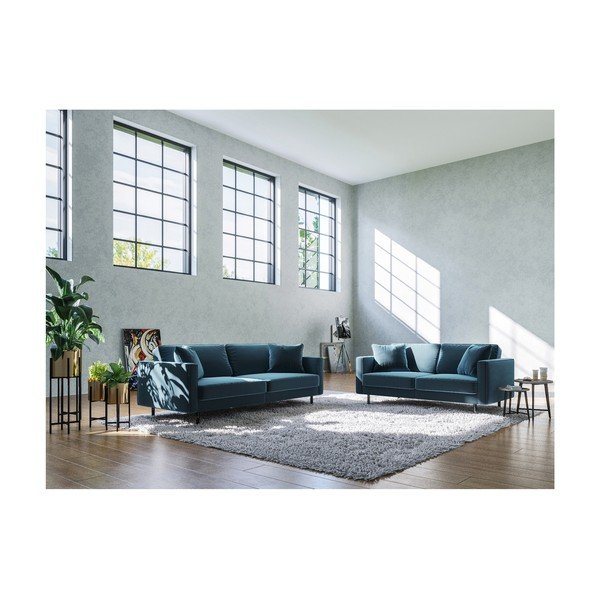 Plava baršunasti sofa 207 cm Kobo – MESONICA-image-3