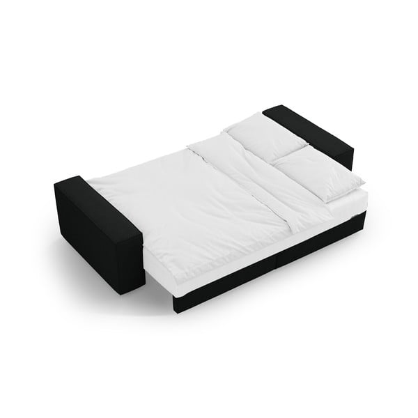 Crna sklopiva sofa od bouclé tkanine 247 cm Jodie – Micadoni Home-image-4