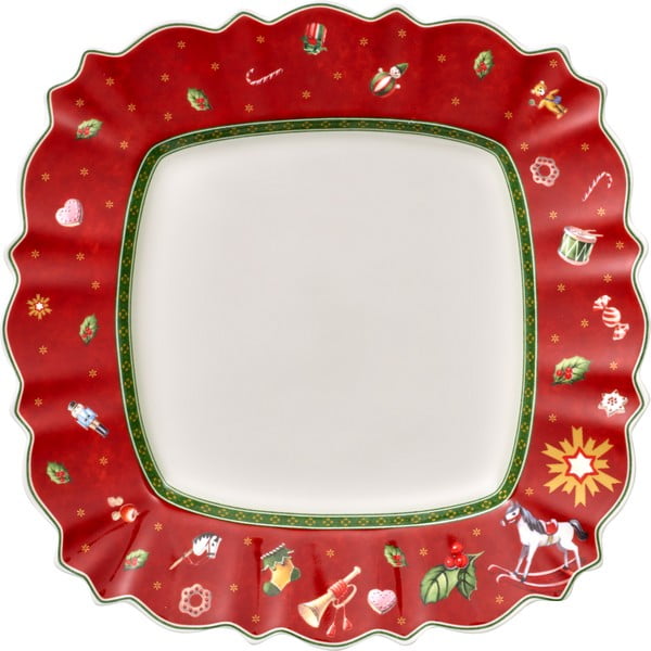 Crveni porculanski tanjur s božićnim motivom Villeroy & Boch, 28 x 28 cm