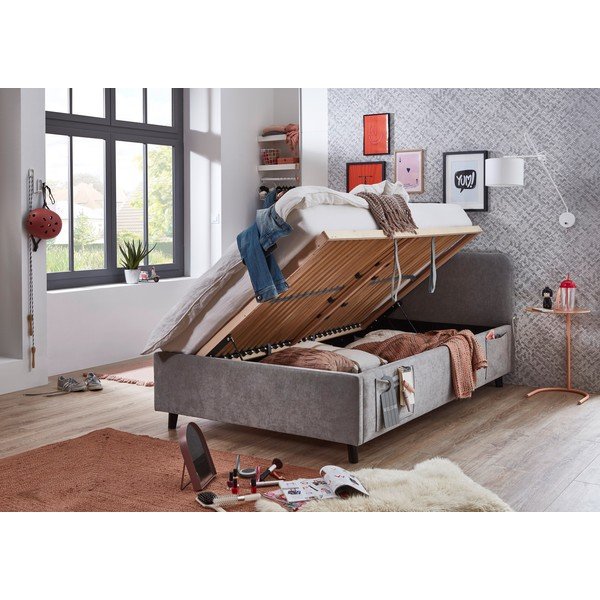 Sivi dječji krevet s prostorom za odlaganje s podnicom 140x200 cm Cosy – Meise Möbel-image-2