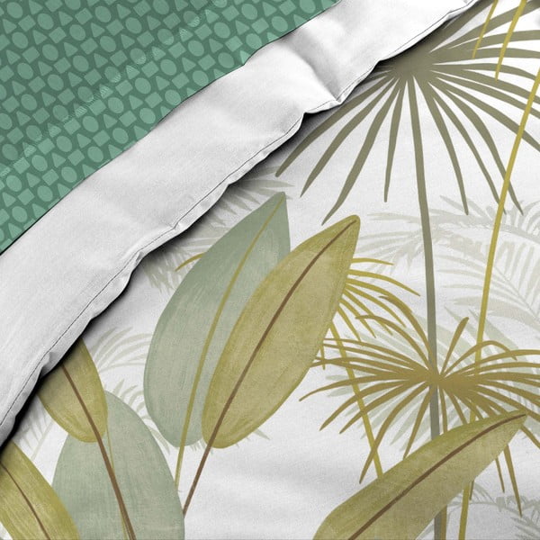 Bijela/zelena pamučna posteljina za bračni krevet/za produženi krevet s uključenom plahtom/6-dijelna 240x220 cm Otika – douceur d'intérieur-image-2