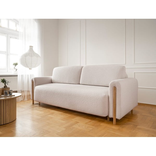 Bež/krem sklopiva/s prostorom za odlaganje sofa od bouclé tkanine 244 cm Arcadova – ELTAP-image-3