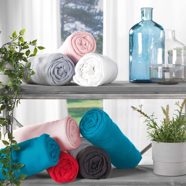 Bijela plahta s gumom od jeseya 140x190 cm Jersy – douceur d'intérieur-image-1