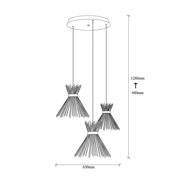 Crna viseća svjetiljka s metalnim sjenilom ø 63 cm Kirpi – Opviq lights-image-3