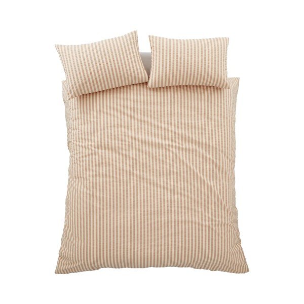 Narančasta 3-dijelna posteljina za bračni krevet/za produženi krevet 230x220 cm Cotton Rich Woven Stripe – Pineapple Elephant