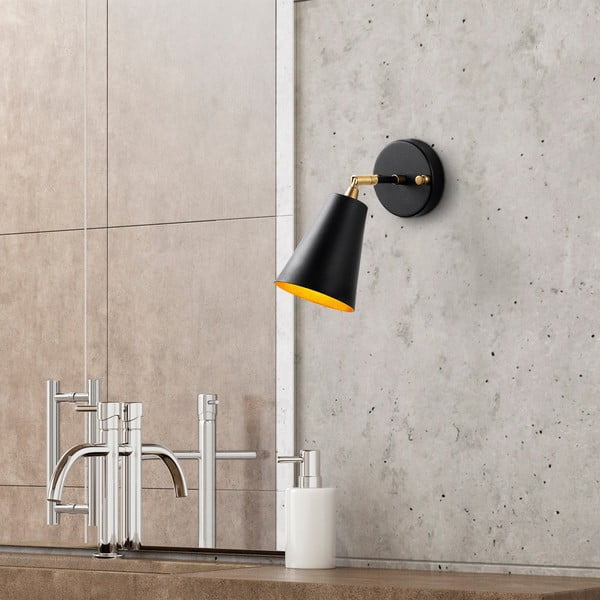 Crna/u zlatnoj boji zidna lampa ø 10 cm Evander – Opviq lights-image-3