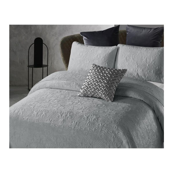 Svijetlosivi pokrivač iz mikropercila s jastučnicom Dreamhouse Velvet Clara, 180 x 250 cm-image-1
