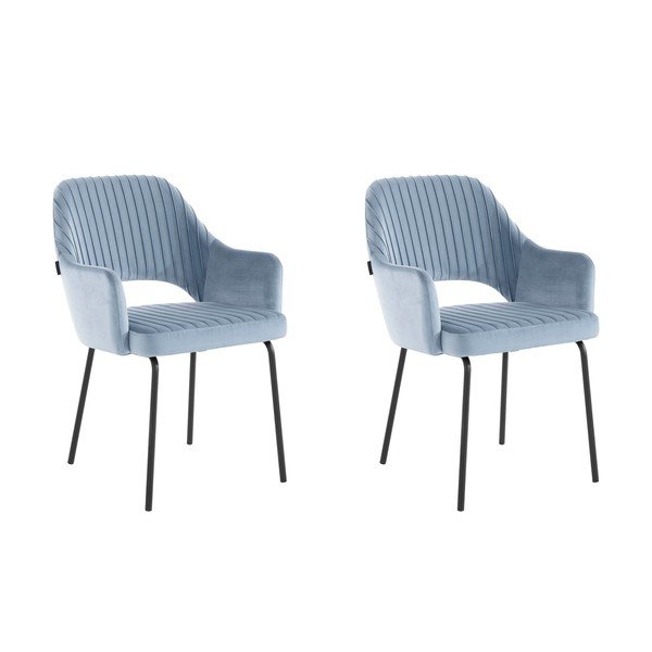 Svjetloplave baršunaste blagovaonske stolice u kompletu od 2 kom Britney - Støraa-image-3