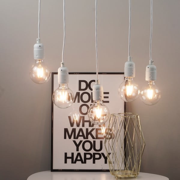 Petodijelna bijela viseća lampa Bulb Basic Uno-image-1