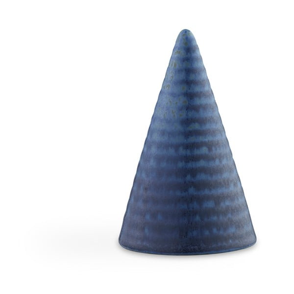 Tamnoplava zemljana ukrasna statueta Kähler Design Glazed Cone Midnight Blue, visina 11 cm