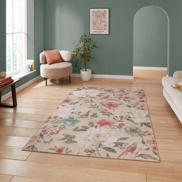 Bež periv tepih 122x170 cm Pipa Floral – Catherine Lansfield-image-2