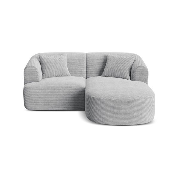 Svijetlo siva kutna garnitura od samta (s desnim kutom/s ležaljkom) Campi – Cosmopolitan Design