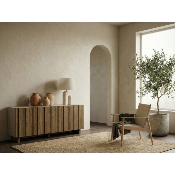 Krem/u prirodnoj boji komoda od masivnog bora 180x78x43 cm Marlo – Marckeric-image-1