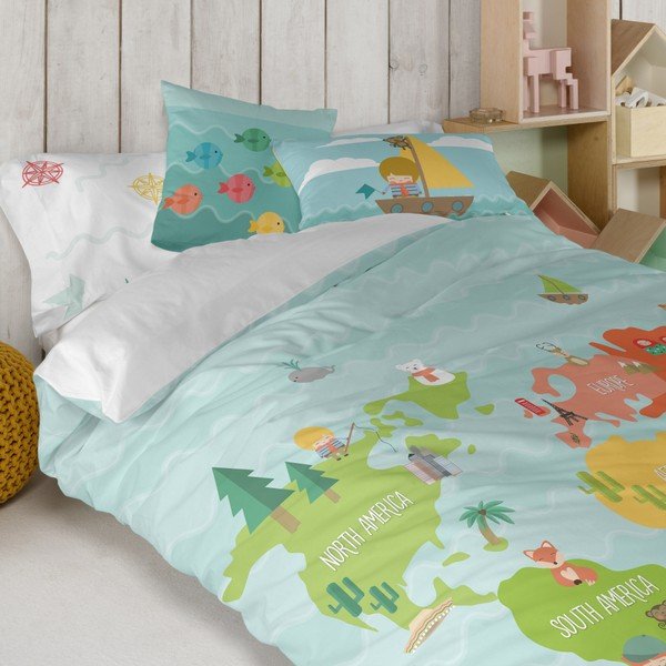 Jastučnica od čistog pamuka Happynois World Map, 50 x 30 cm-image-1