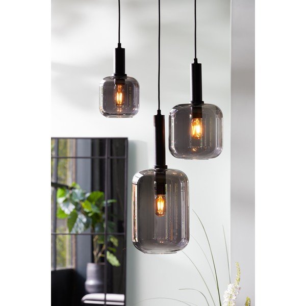 Siva stropna svjetiljka sa staklenim sjenilom ø 16 cm Lekar - Light & Living-image-1