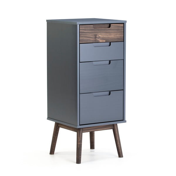 Antracit/tamno smeđa visoka komoda od borovine 40x94 cm Nussa - Marckeric-image-3