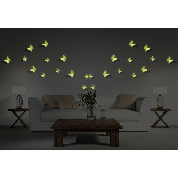 Set od 12 3D naljepnica koje svijetle u mraku Ambiance Butterflies-image-1