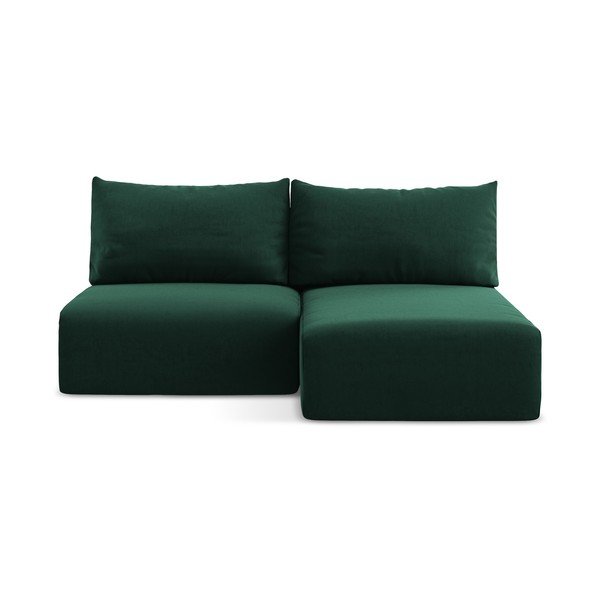 Tamno zelena baršunasti sklopiva/s prostorom za odlaganje kutna garnitura (s desnim kutom/s ležaljkom) Kalena – Makamii