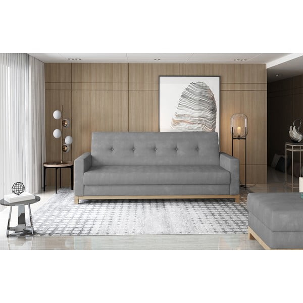 Svijetlo siva baršunasti sklopiva/s prostorom za odlaganje sofa 216 cm Selene – ELTAP-image-1