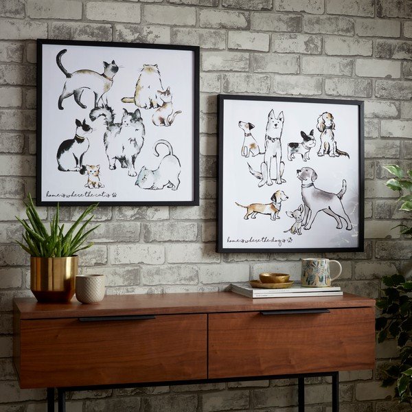 Zidni plakat u okviru Art for the home Home Is Where The Dog Is, 50 x 50 cm-image-1