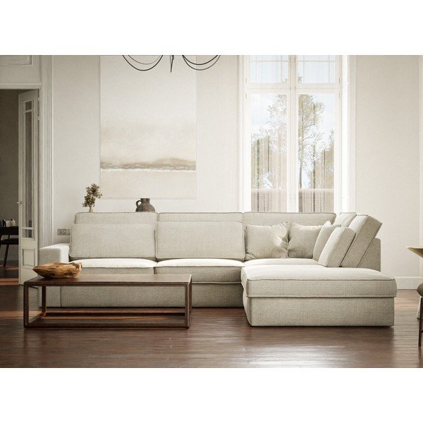 Sivo-bež kutna garnitura od šenila (s desnim kutom/u obliku slova L) Kirou – Maison de Rêve-image-4