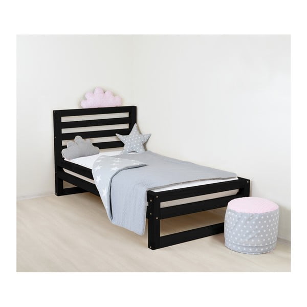 Dječji crni drveni krevet za jednu osobu Benlemi DeLuxe, 160 x 70 cm