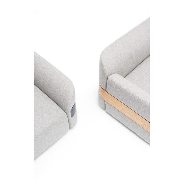 Svijetlo sivi kauč (lijevi kut) od mješavine vune i lana Hugg - Gazzda-image-4