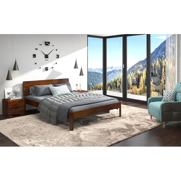 Tamno smeđi bračni krevet od borovine 160x200 cm Ammer - Skandica-image-3