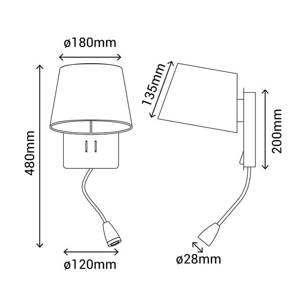 Bijela/u brončanoj boji zidna lampa – SULION-image-3