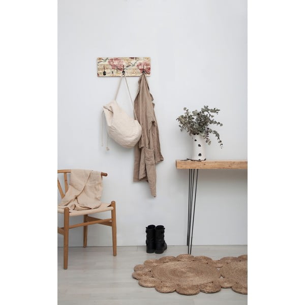 Zidna vješalica od borovine Tierra Bella White Flowers, 50 x 20 cm-image-1