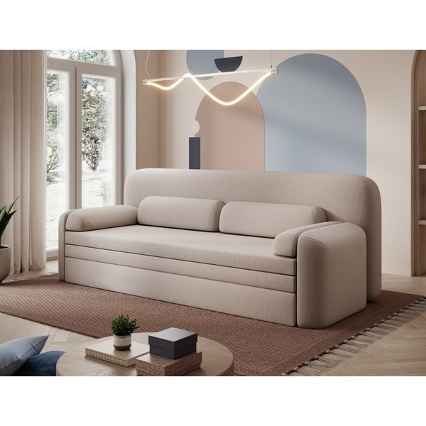 Bež baršunasti sklopiva/s prostorom za odlaganje sofa 236 cm Elioss – ELTAP-image-3