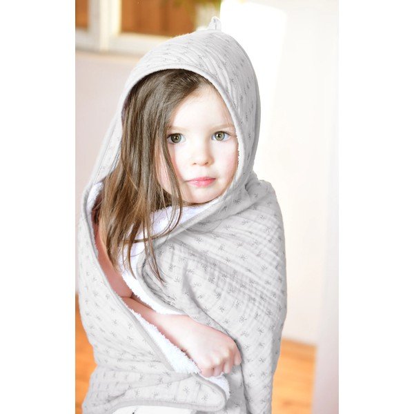 Svijetlo sivi pamučni dječji ručnik s kapuljačom 80x80 cm Lil Planet - Roba-image-2