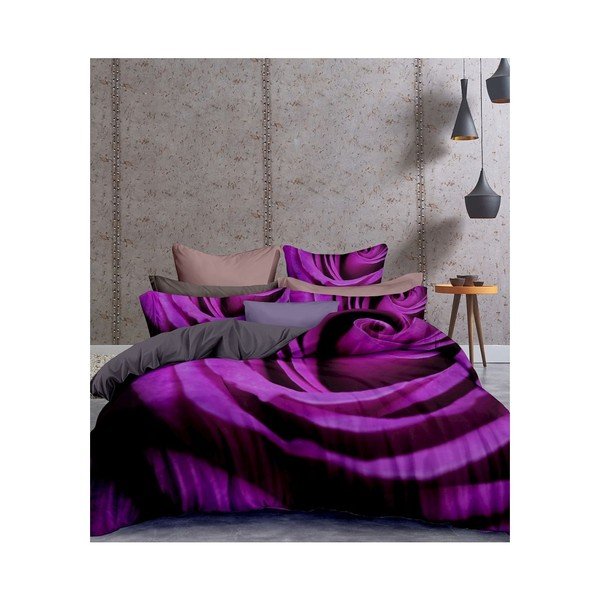 Ljubičasta posteljina od mikrovlakana za krevet za jednu osobu DecoKing Omorfi, 155 x 220 cm-image-1