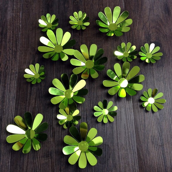 Set od 12 zelenih naljepnica 3D Ambiance Flowers Chic