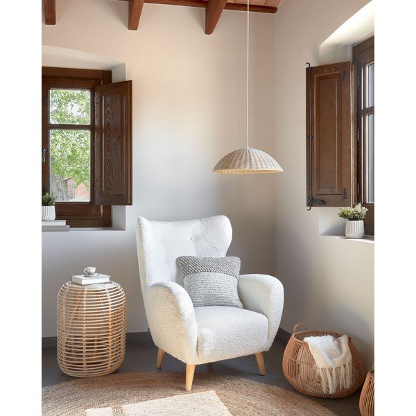 Bijela fotelja od bouclé tkanine Patio – Kave Home-image-1