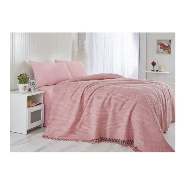 Lagani pamučni prekrivač preko kreveta za jednu osobu Coral, 180 x 240 cm