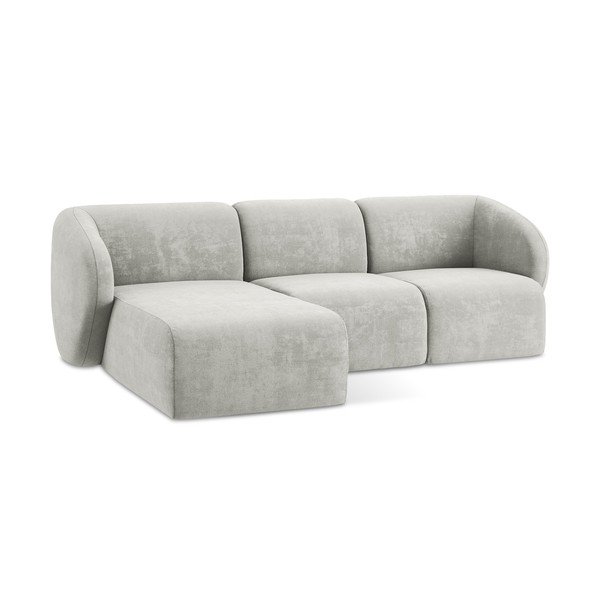 Svijetlo siva kutna garnitura od šenila (s lijevim kutom/s ležaljkom) Lani – Makamii-image-4