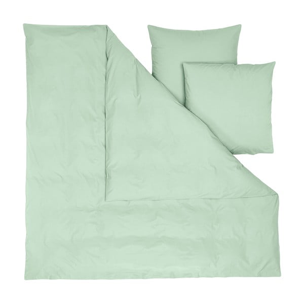 Zelena posteljina za bračni krevet od pamučnog perkala Cotton works, 200 x 200 cm