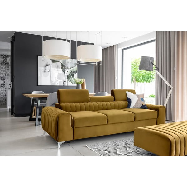 Senf žuta baršunasti sklopiva sofa 261 cm Laurence – ELTAP-image-1