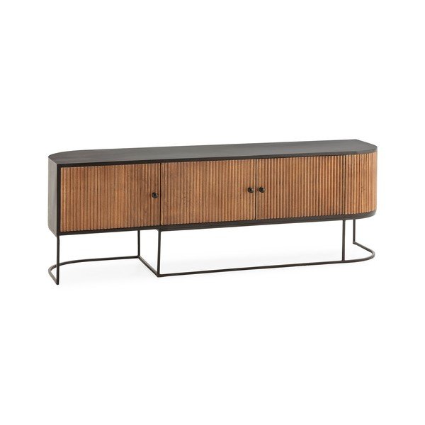 TV komoda od masivnog manga u prirodnoj boji 160x55x40 cm Curve – MOME