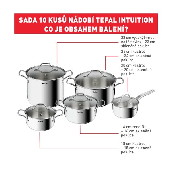 Set posuđa od nehrđajućeg čelika 10 kom Intuition - Tefal-image-2