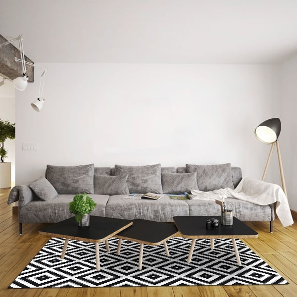 Izdržljiv vinil tepih crno-bijeli, 140x200 cm-image-2